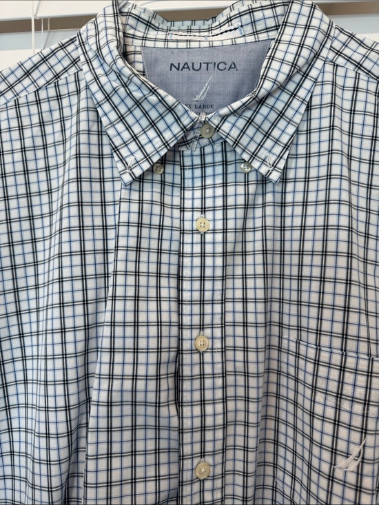 Nautica Other - Nautica Men’s XXL Button Down Blue Plaid 100% Cotton Short Sleeve Dress Shirt